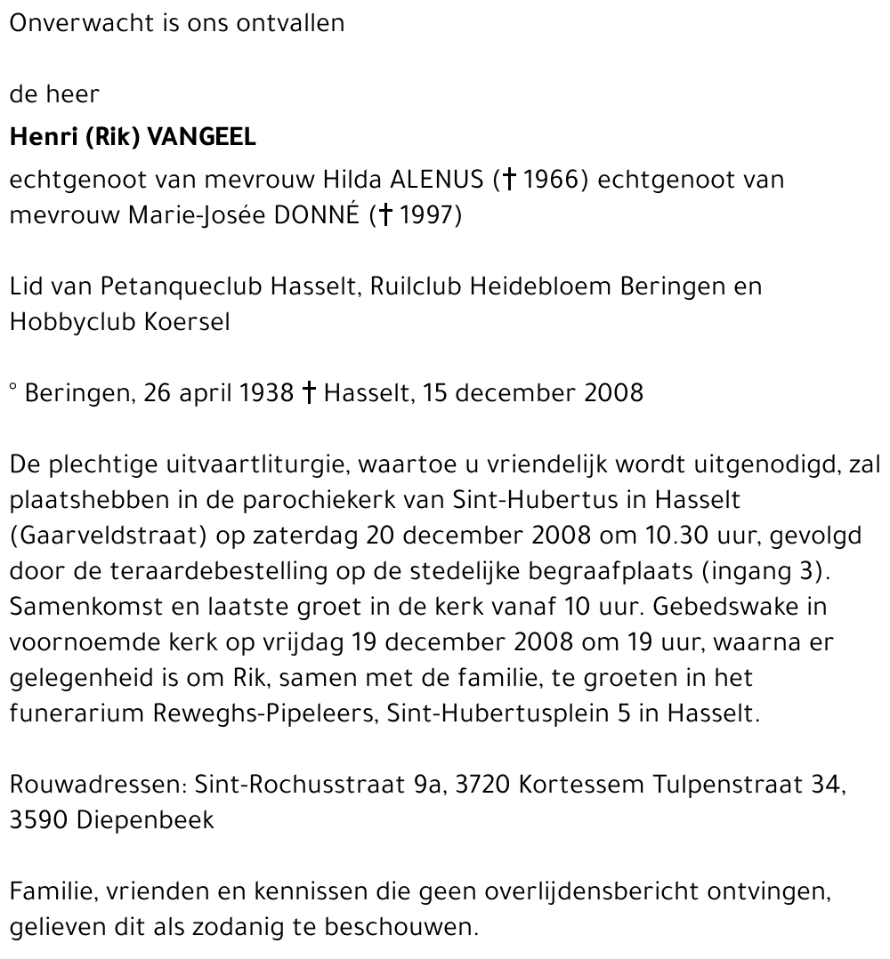 Henri (Rik) Vangeel