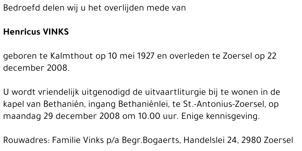 Henricus VINKS