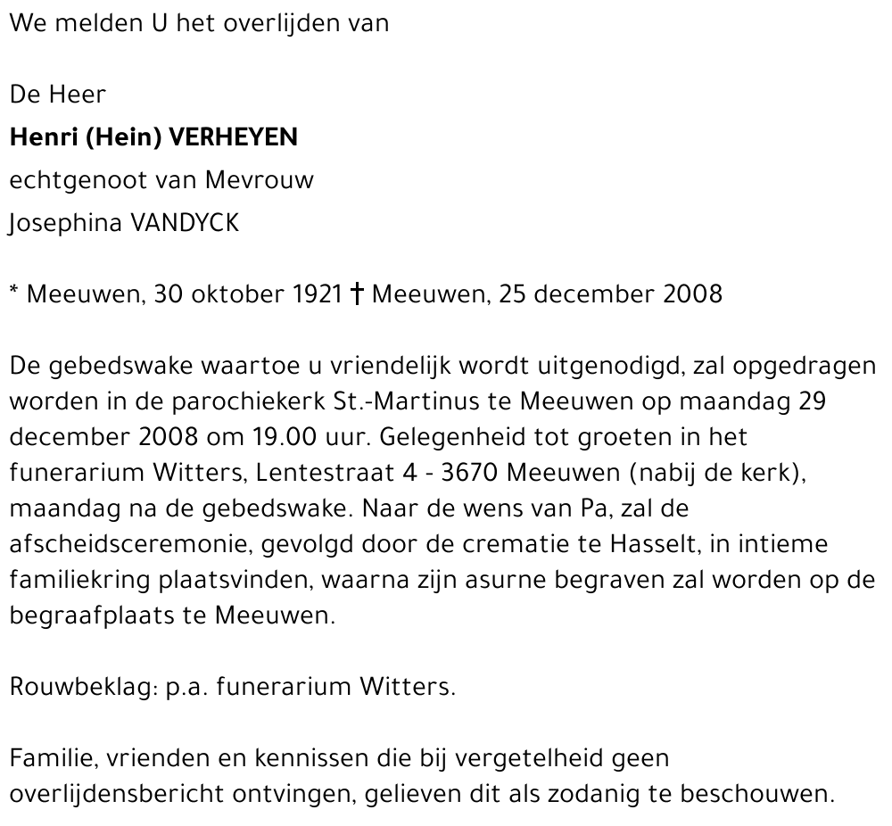 Herni (Hein) Verheyen