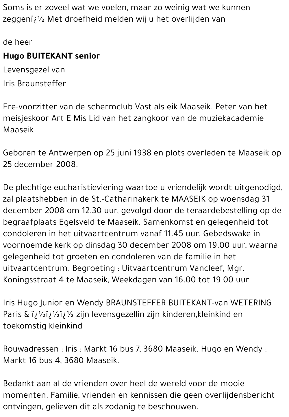 Hugo senior Buitekant