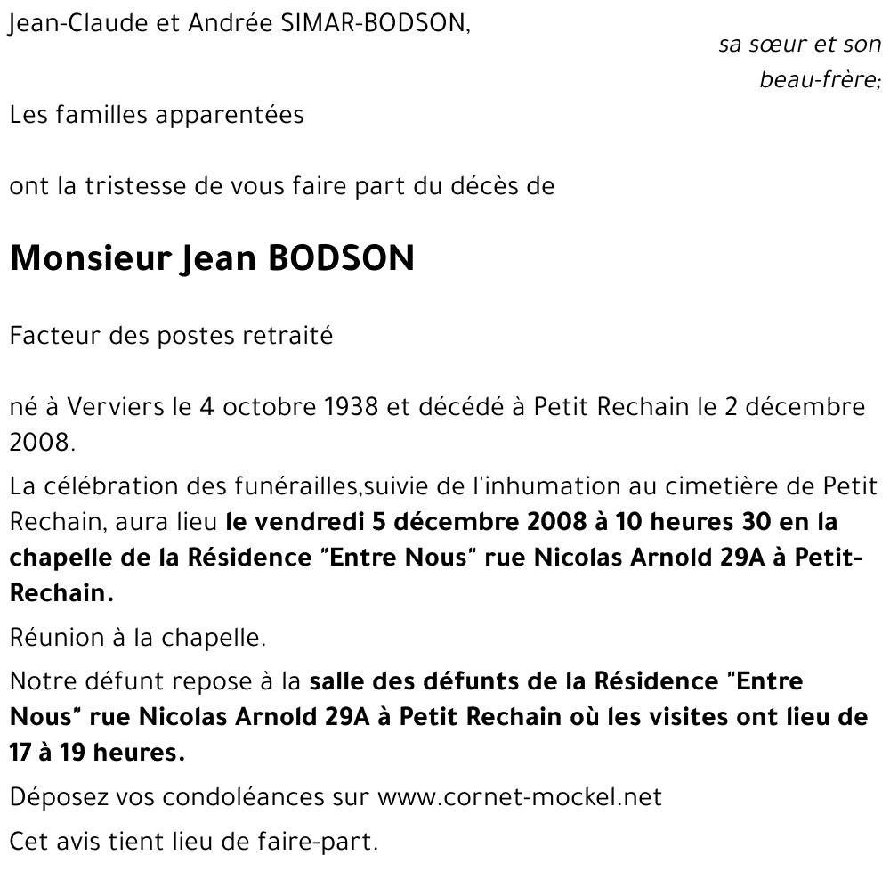 Jean BODSON