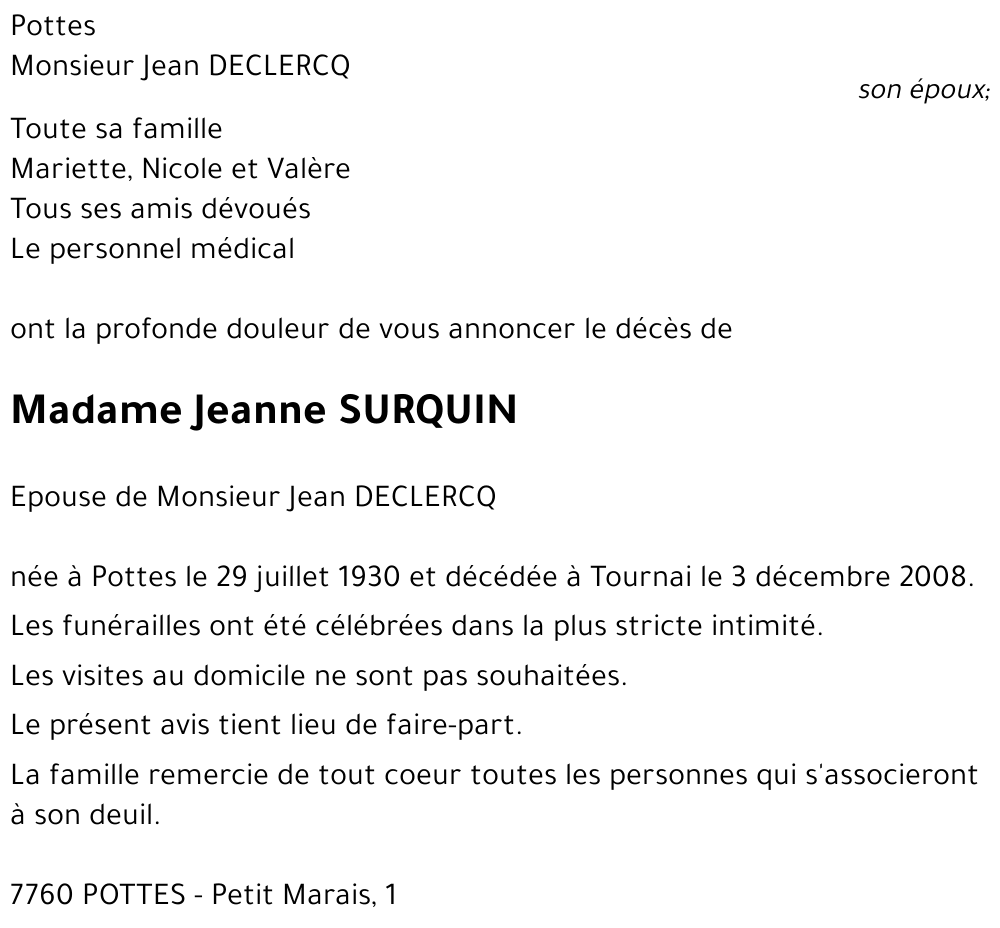 Jeanne SURQUIN