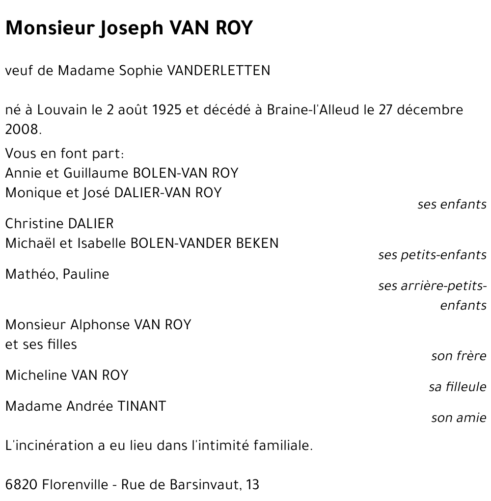 Joseph VAN ROY