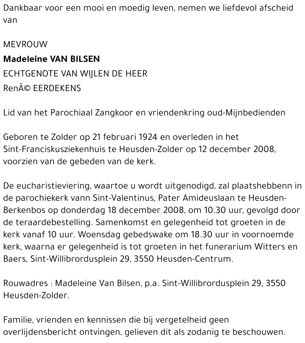 Madeleine Van Bilsen