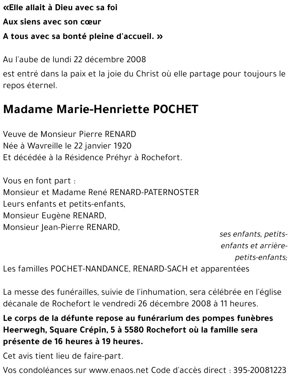 Marie-Henriette POCHET