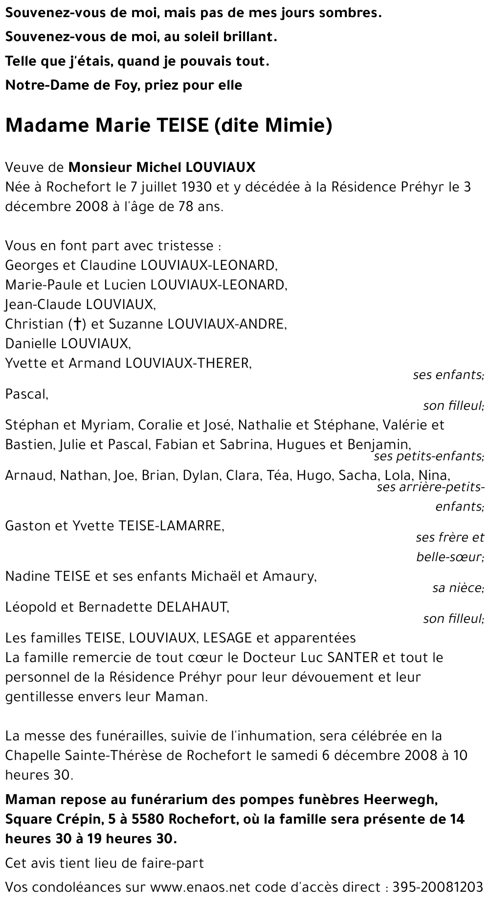 Marie TEISE (dite Mimie)