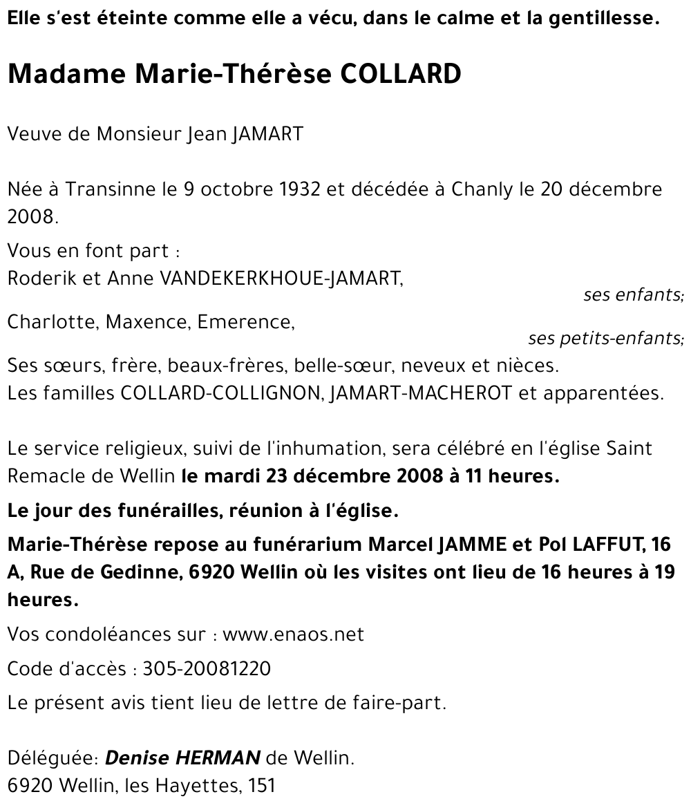 Marie-Thérèse COLLARD