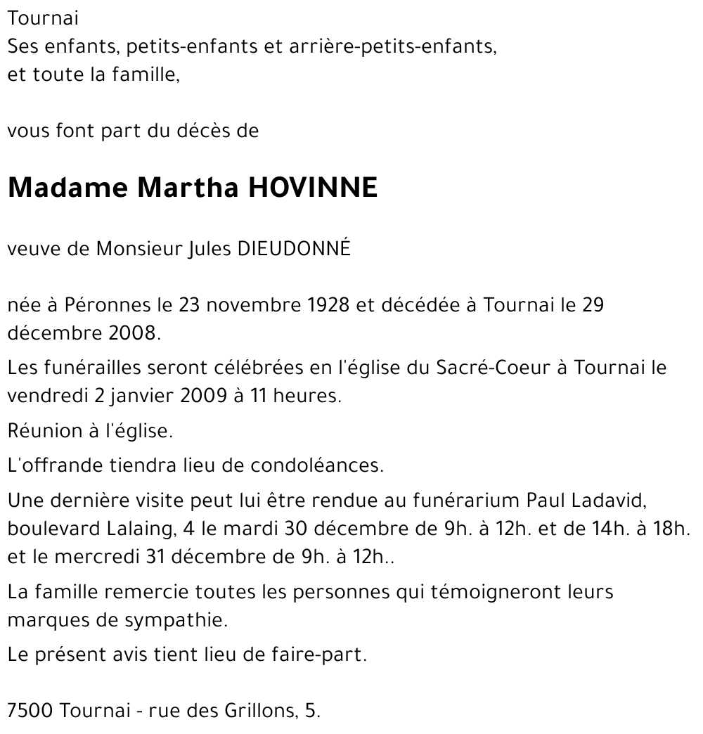 Martha HOVINNE