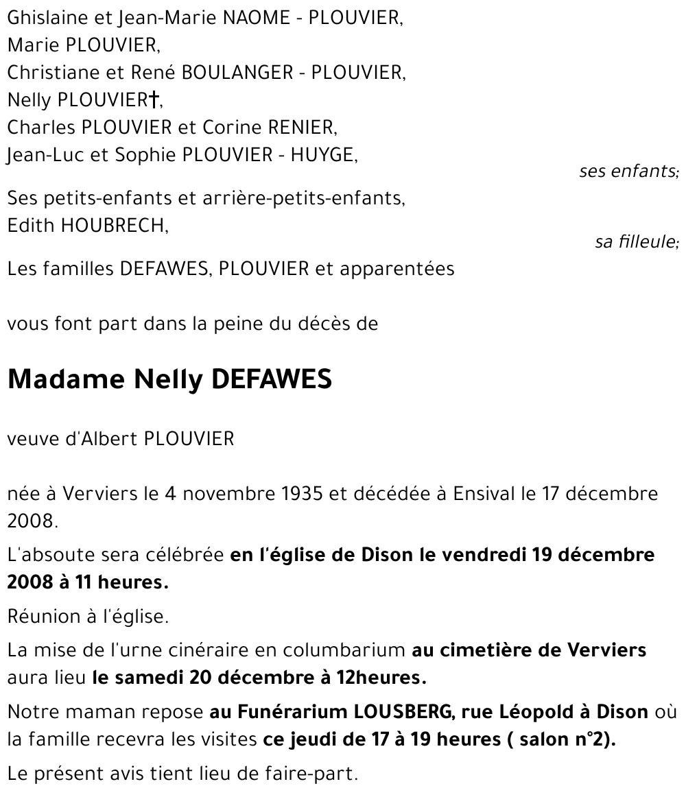 Nelly DEFAWES