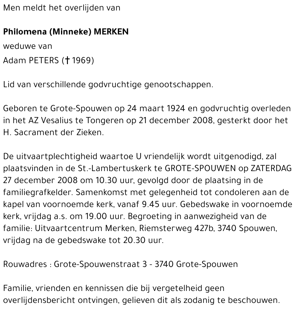 Philomena (Minneke) Merken