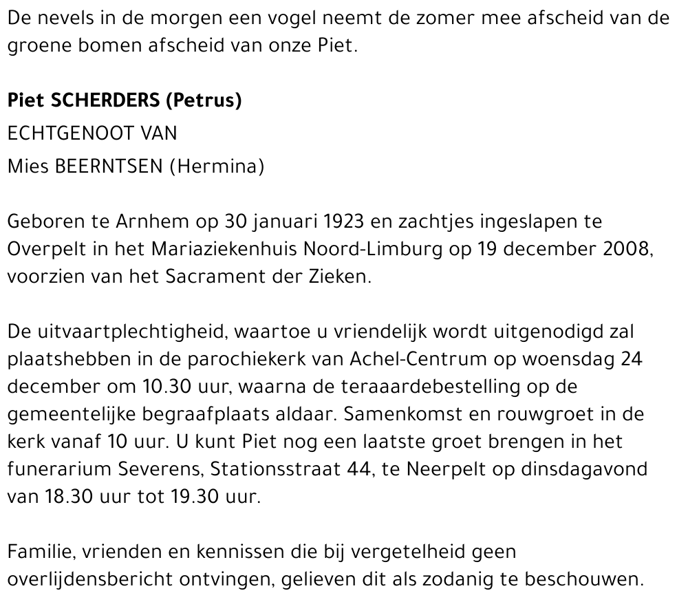 Piet (Petrus) SCHERDERS