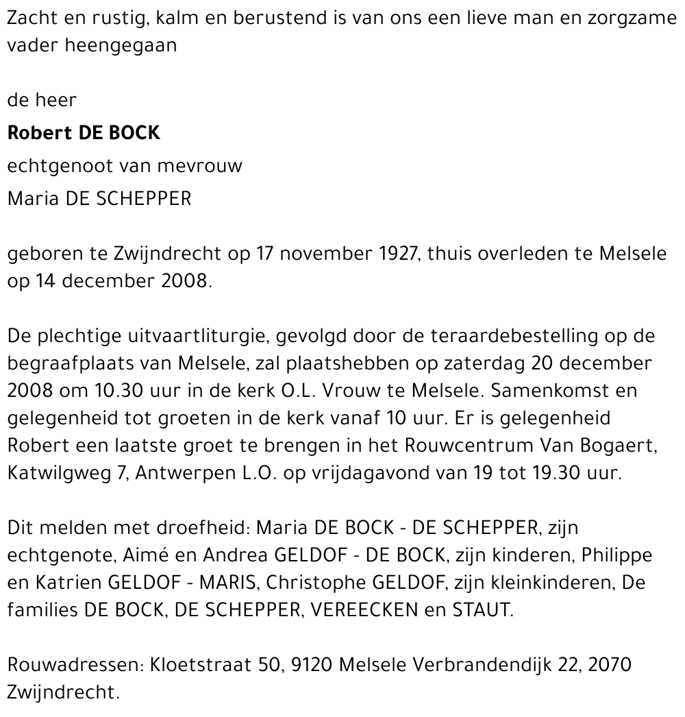 Robert De Bock
