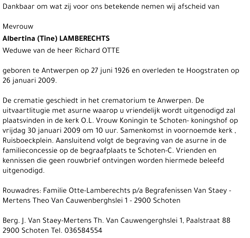 Albertina (Tine) Lamberechts
