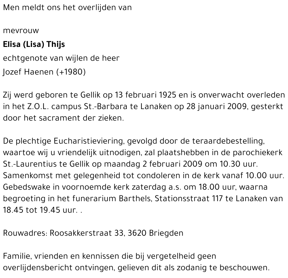 Elisa (Lisa) Thijs