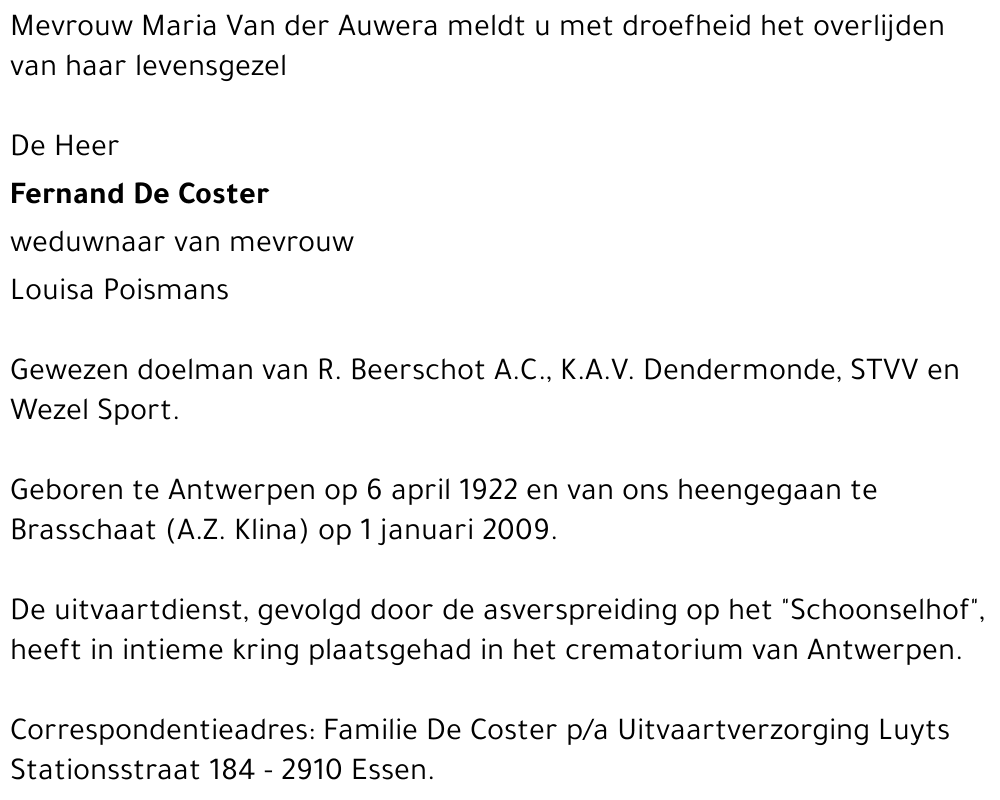 Fernand De Coster