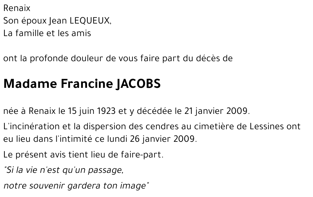 Francine JACOBS