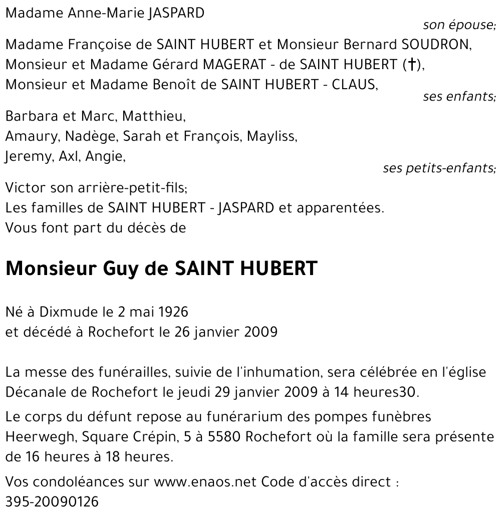 Guy de SAINT HUBERT