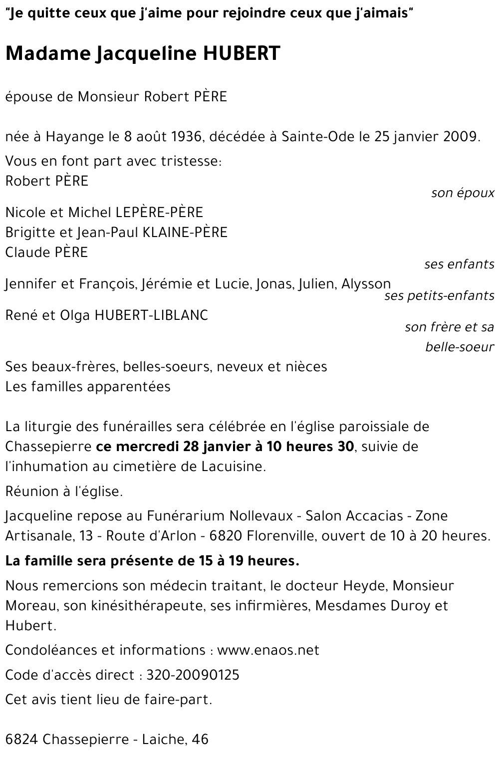 Jacqueline HUBERT