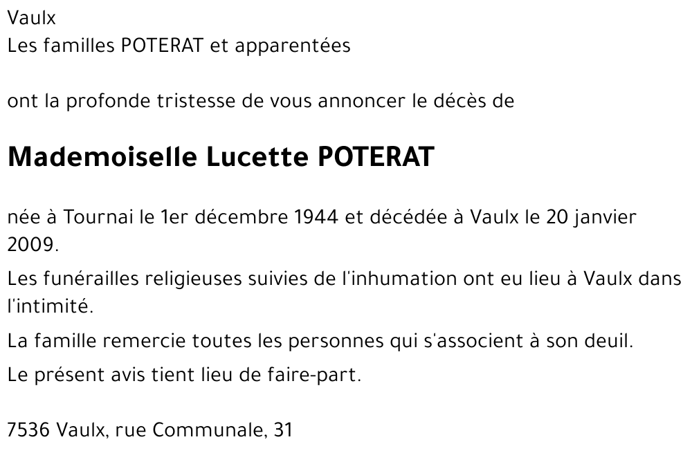 Lucette POTERAT