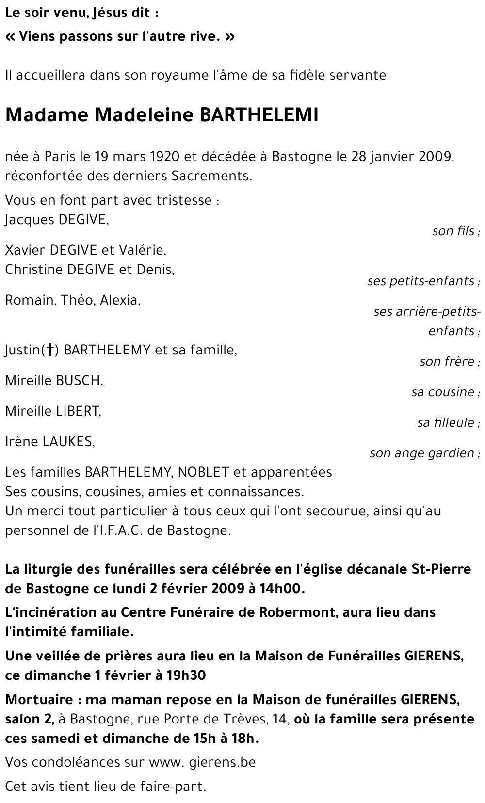 Madeleine BARTHELEMI
