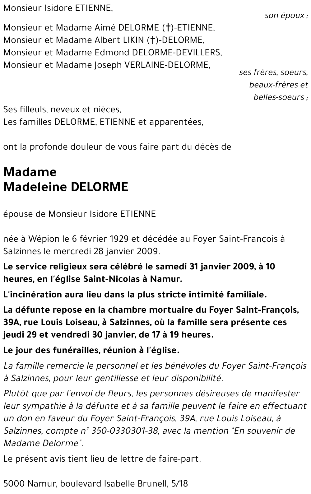 Madeleine DELORME