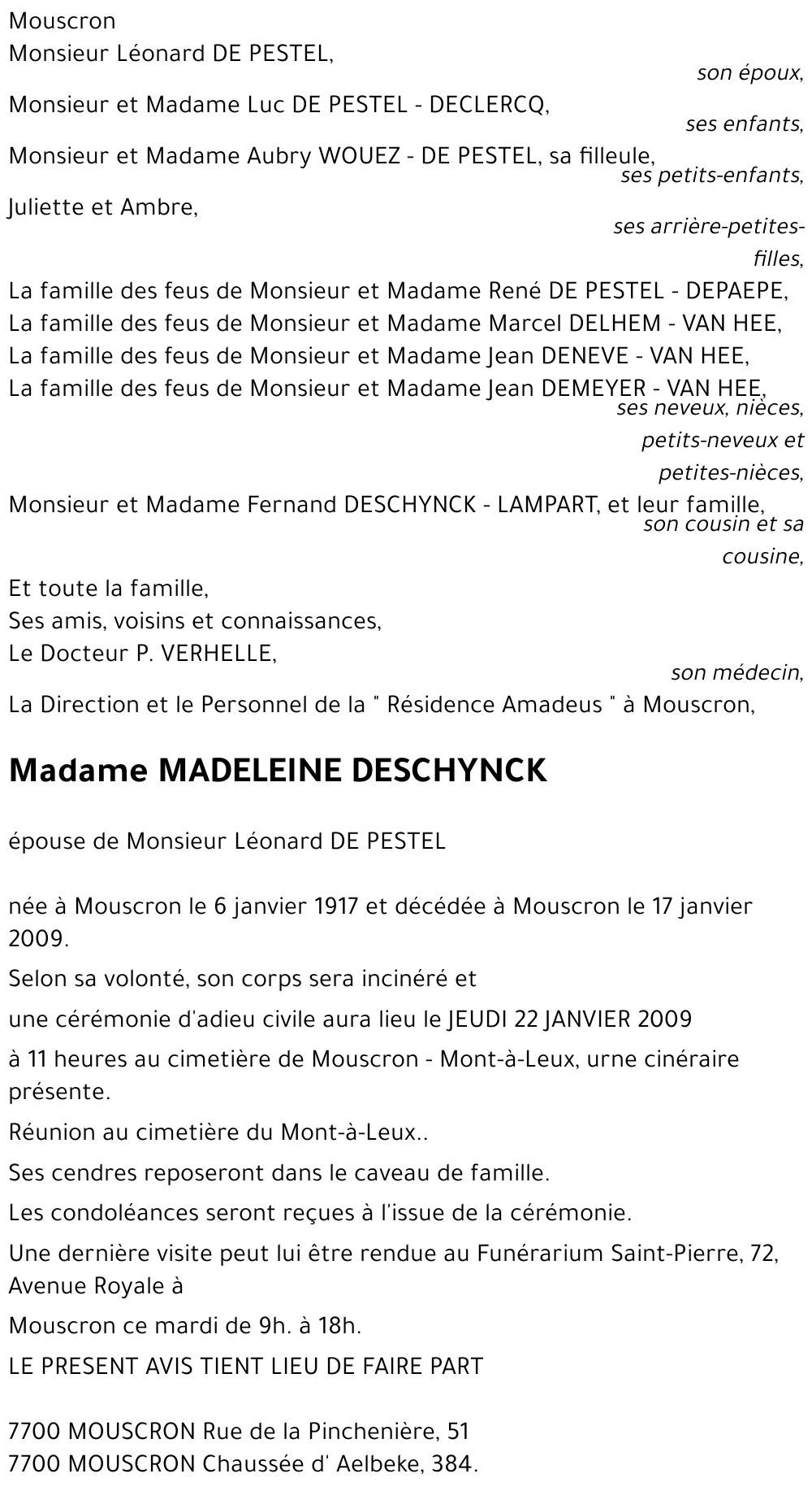 MADELEINE DESCHYNCK