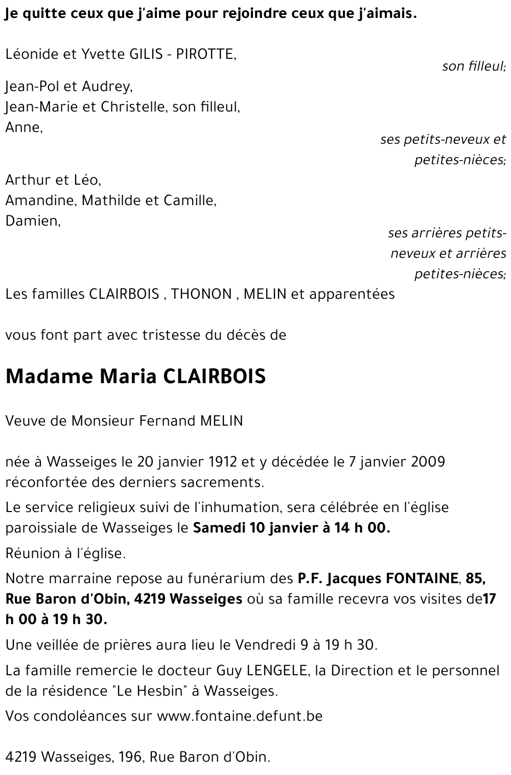 Maria CLAIRBOIS