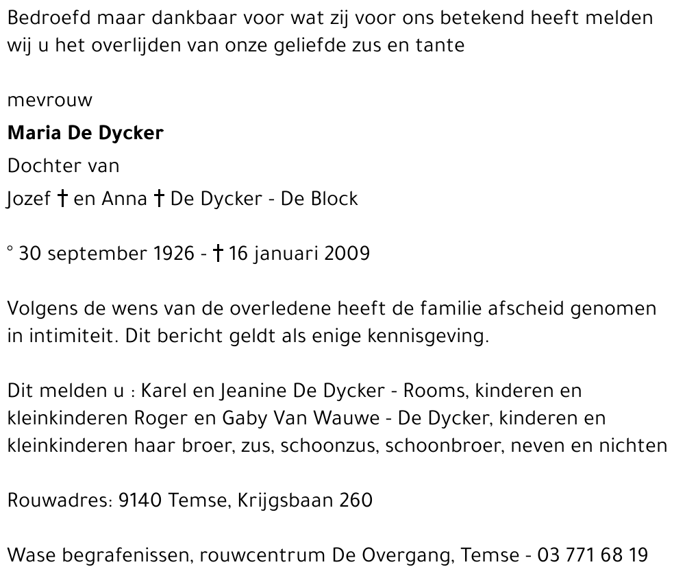 Maria De Dycker