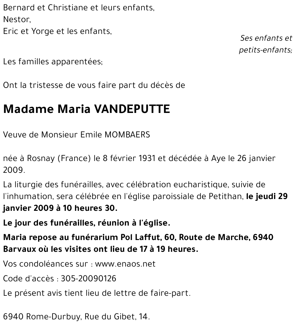 Maria VANDEPUTTE