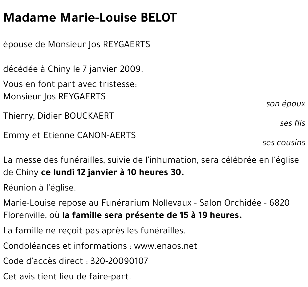 Marie-Louise BELOT