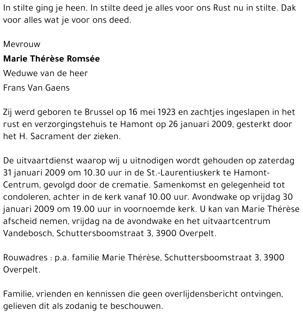 Marie Thérèse Romsée