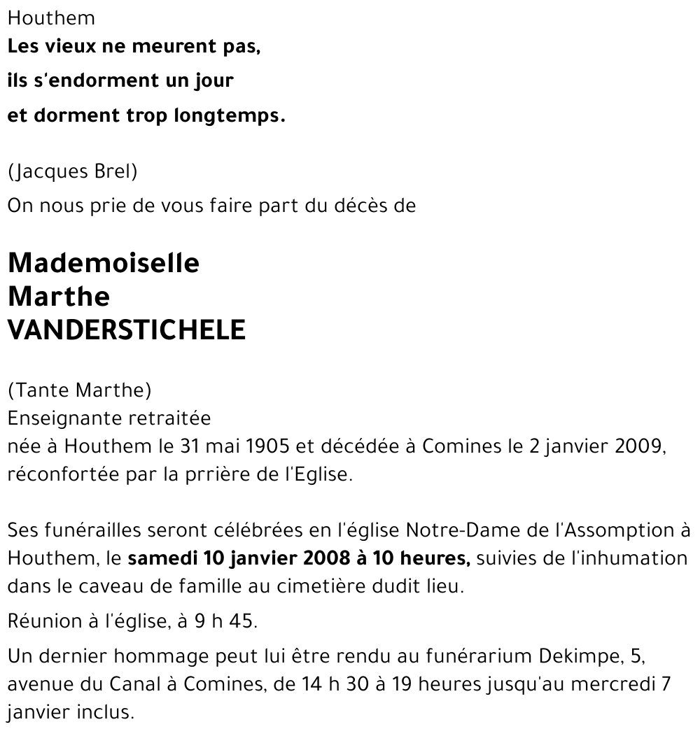 Marthe VANDERSTICHELE