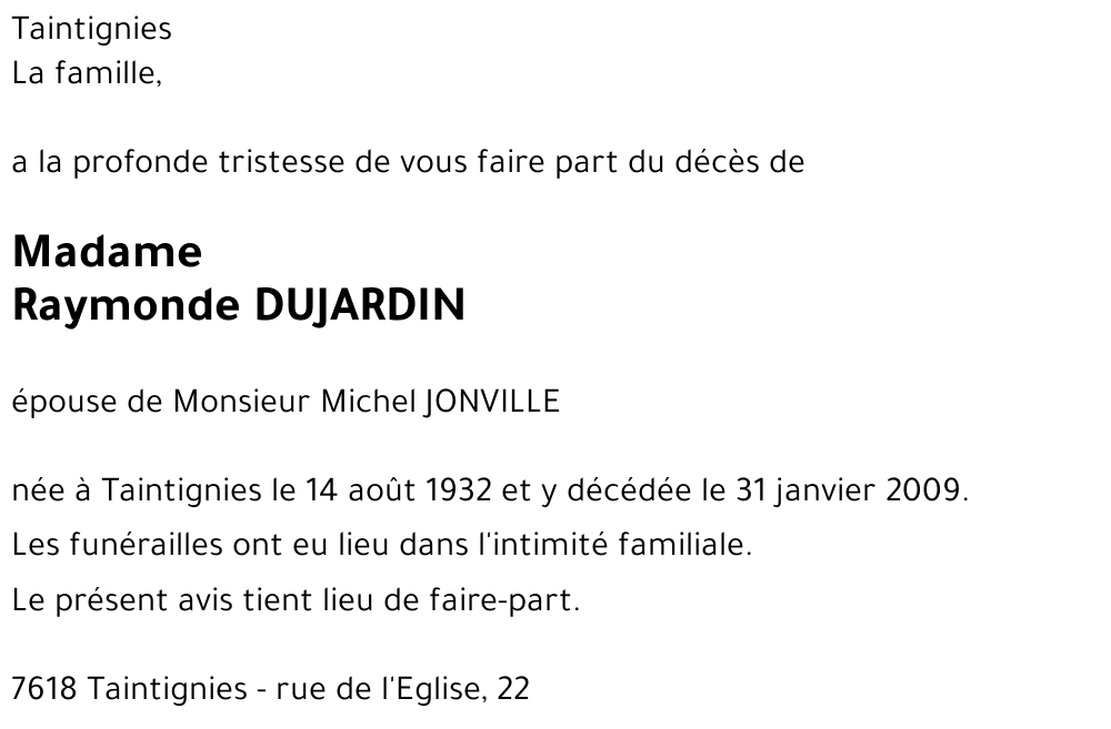Raymonde DUJARDIN