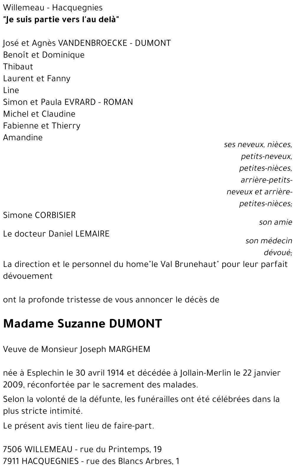 Suzanne DUMONT