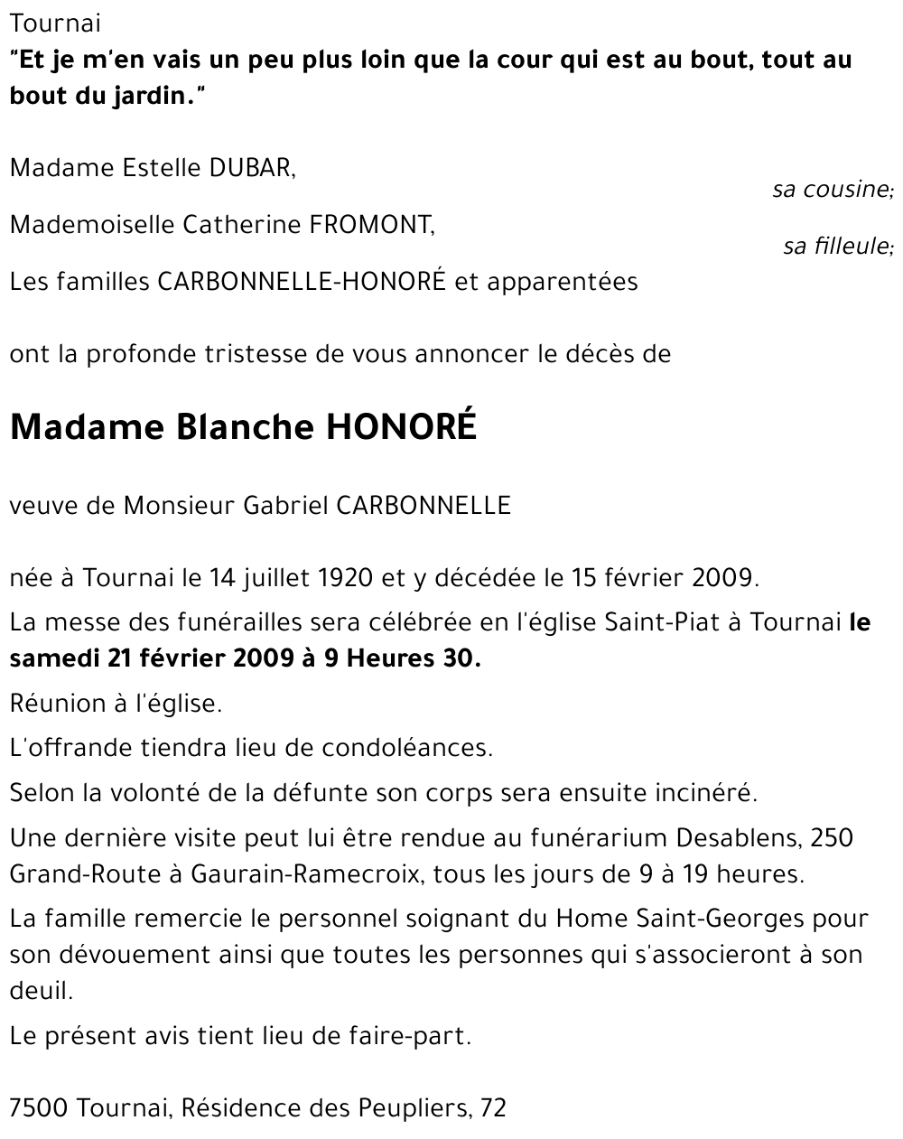 Blanche HONORÉ