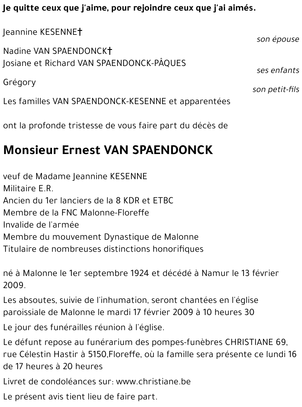 Ernest VAN SPAENDONCK