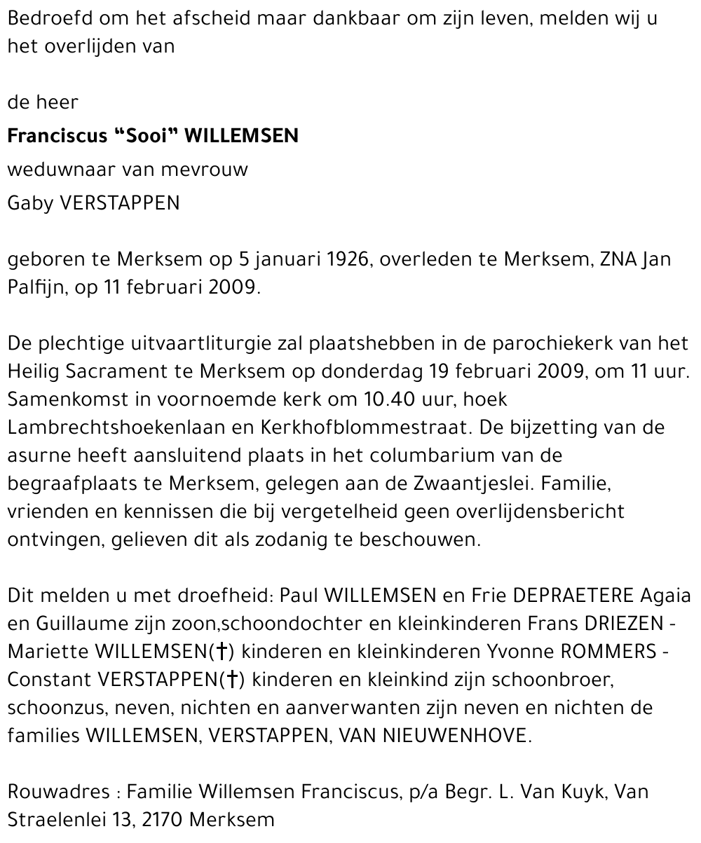 Franciscus WILLEMSEN