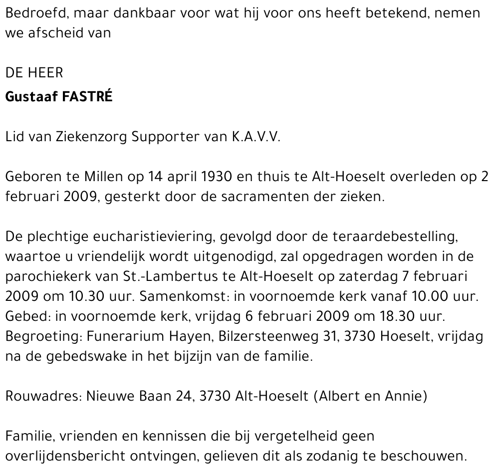 Gustaaf FASTRÉ