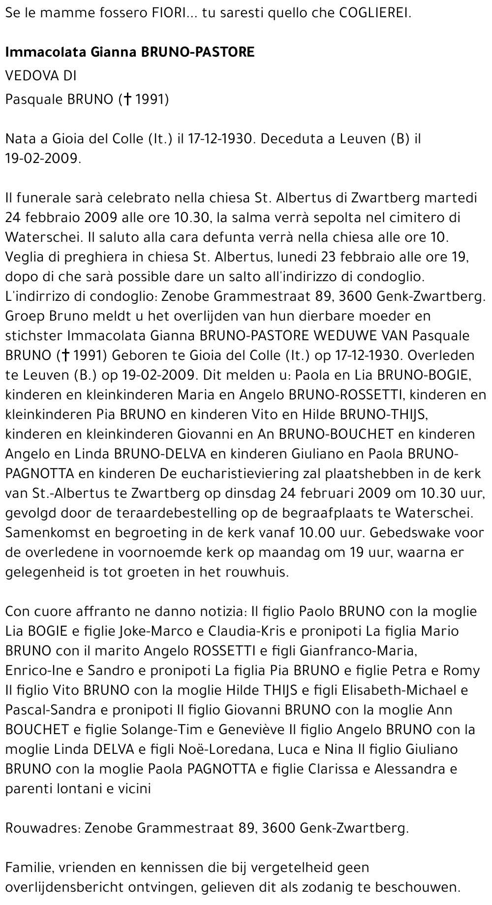 Immacolata Gianni Bruno-Pastore