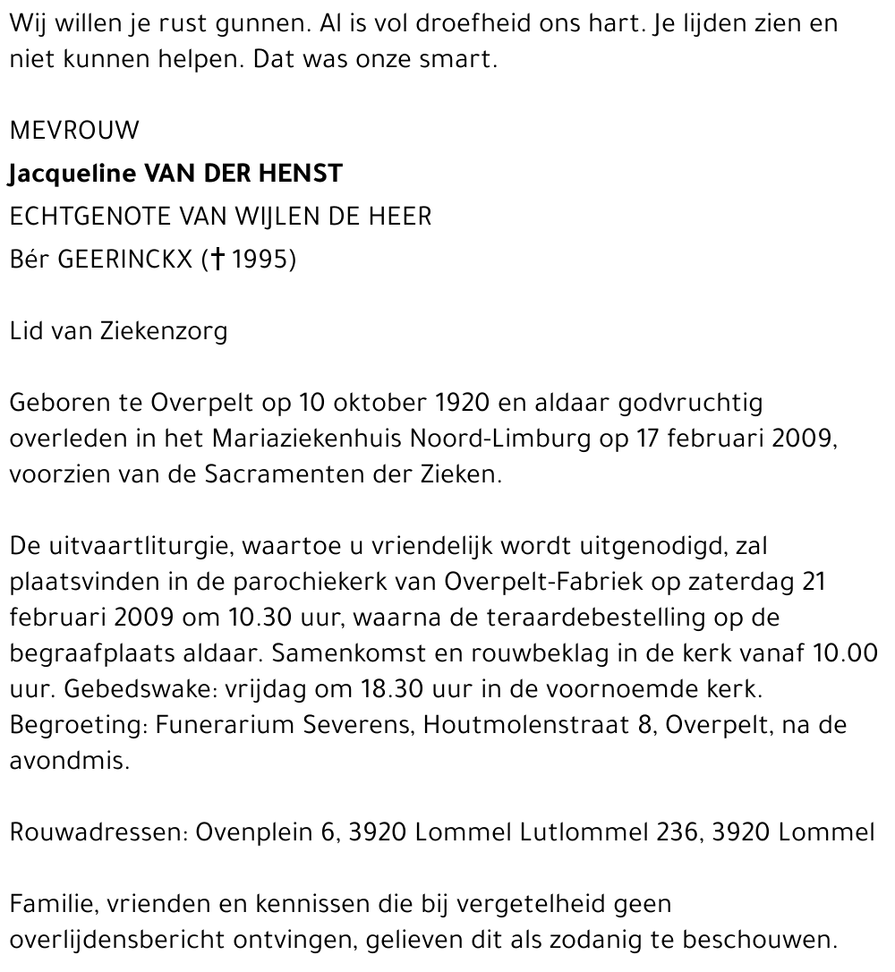 Jacqueline Van der Henst