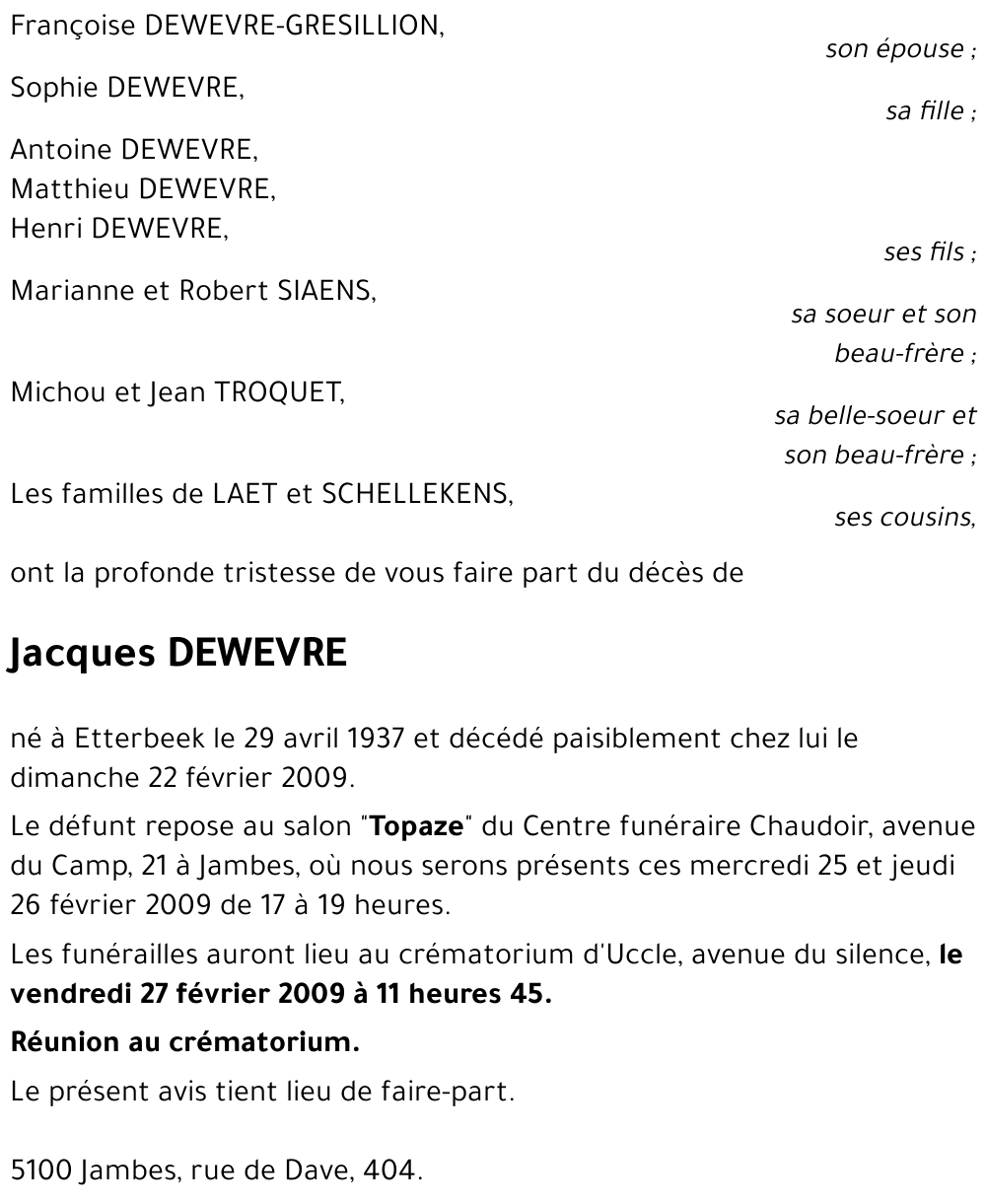 Jacques DEWEVRE