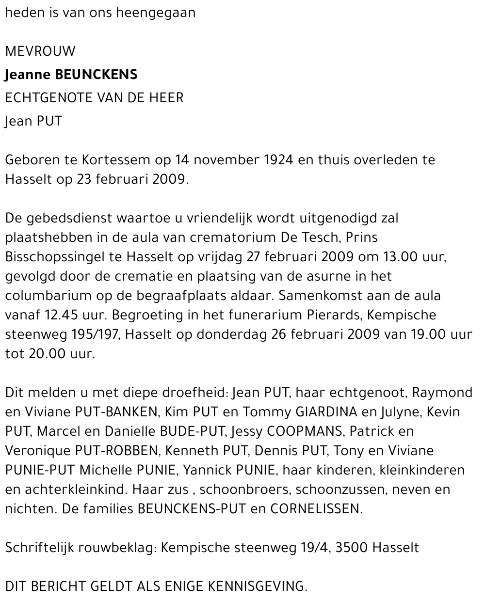 Jeanne BEUNCKENS