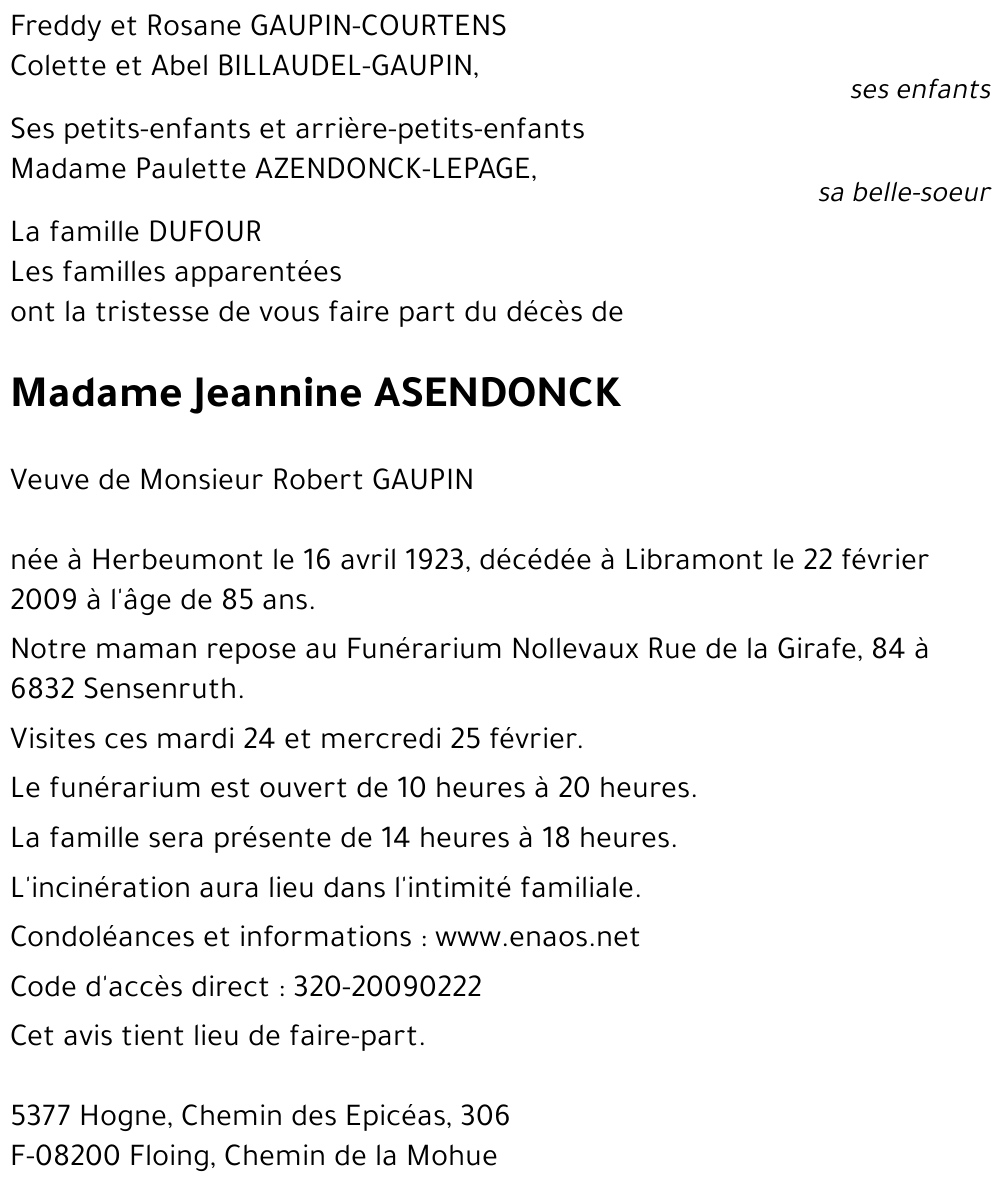 Jeannine ASENDONCK