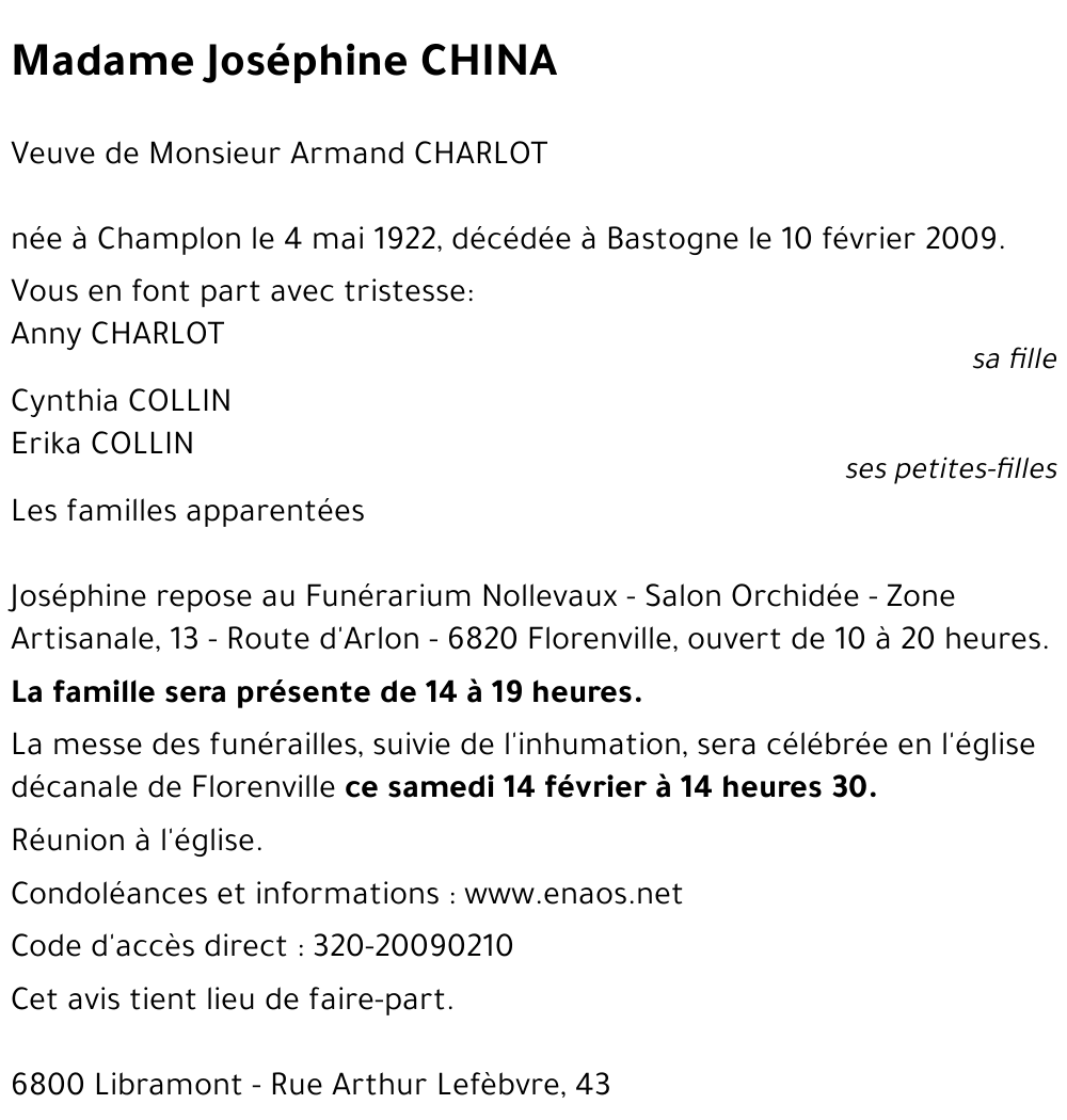Joséphine CHINA