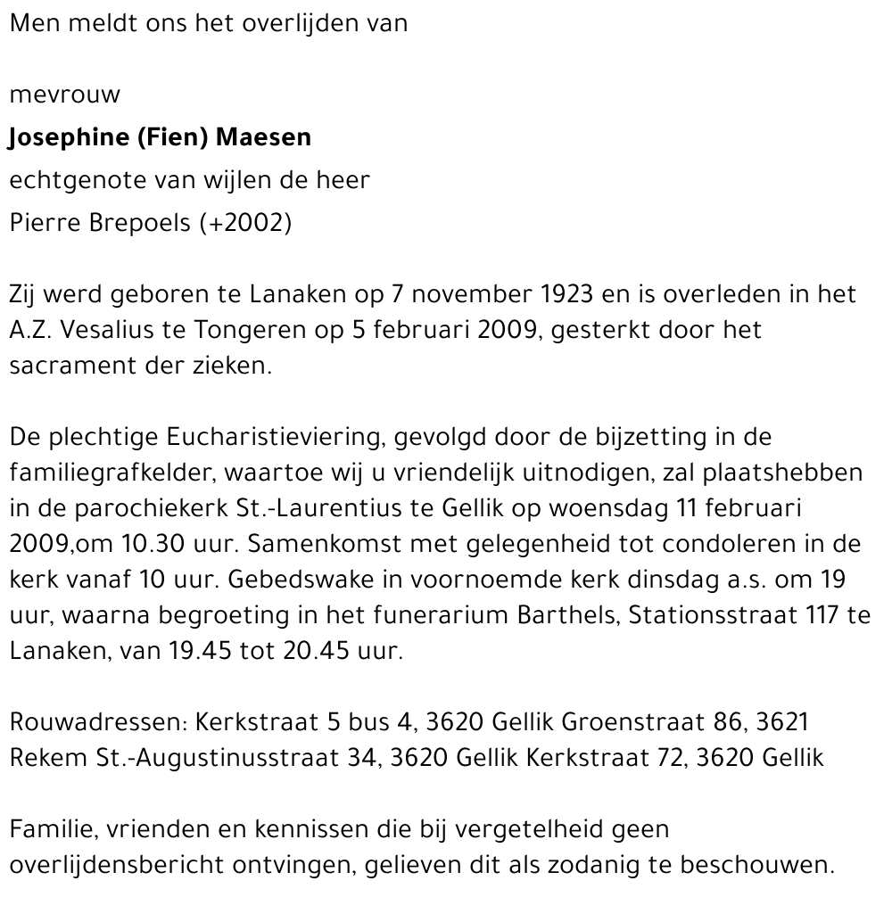 Josephine (Fien) Maesen