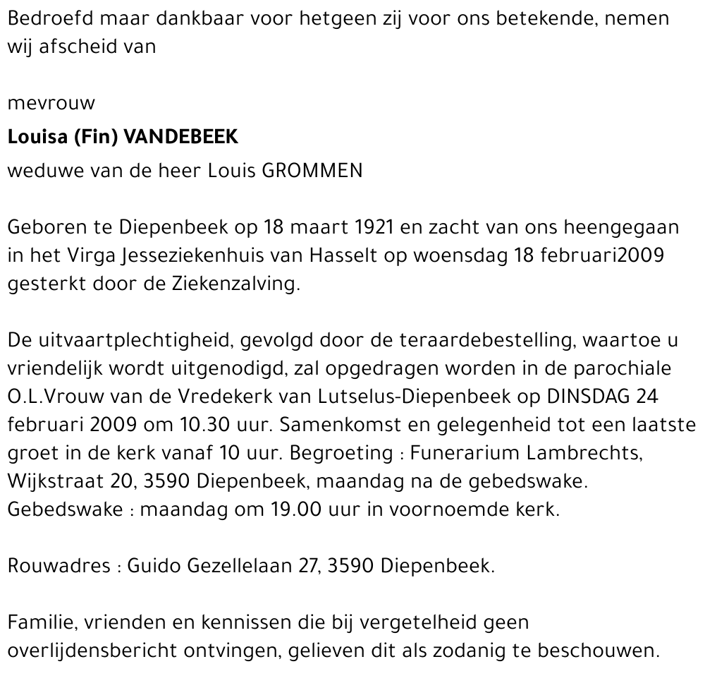 Louisa (Fin) VANDEBEEK