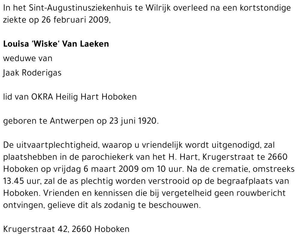 Louisa Wiske Van Laeken