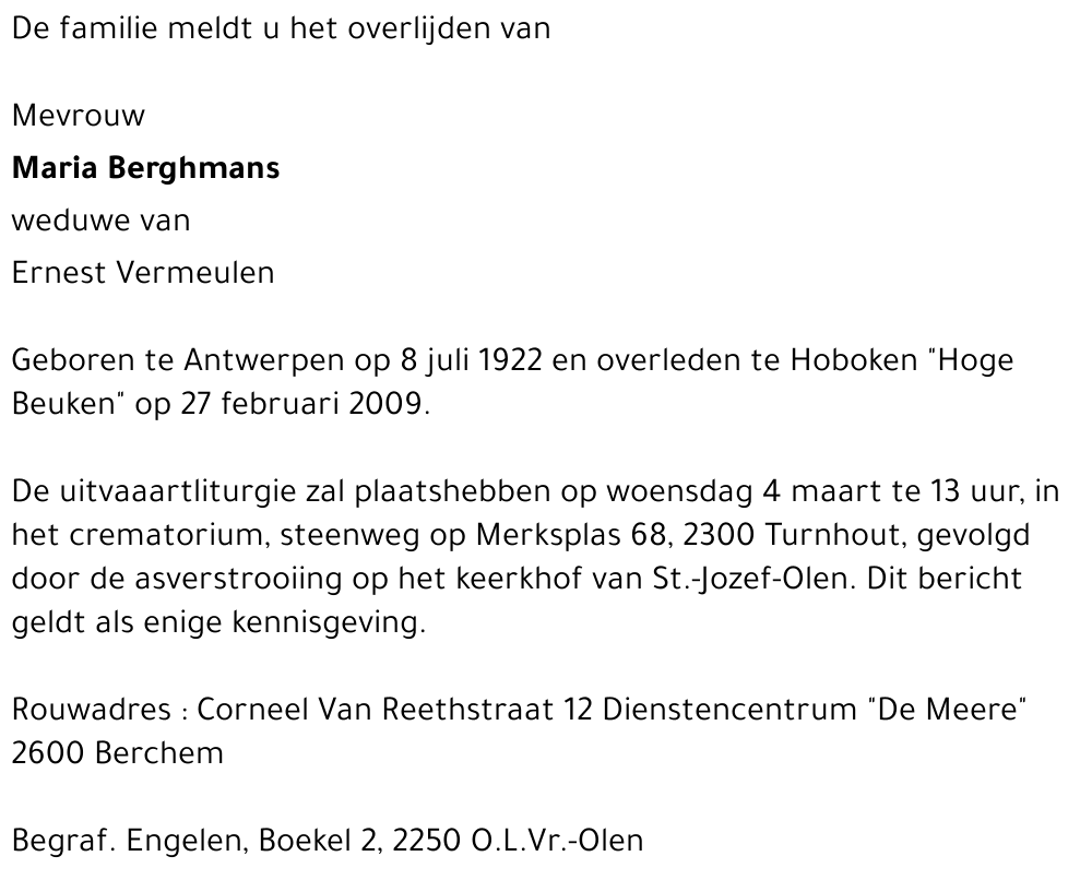 Maria BERGHMANS