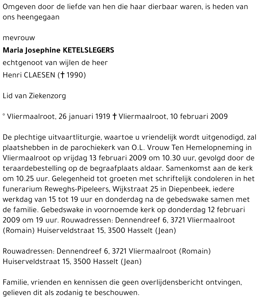 Maria Josephine Ketelslegers