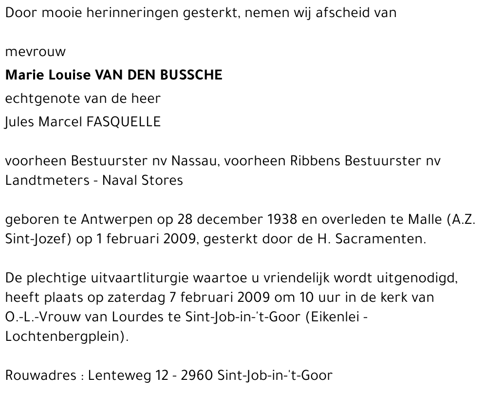 Marie Louise Van den Bussche